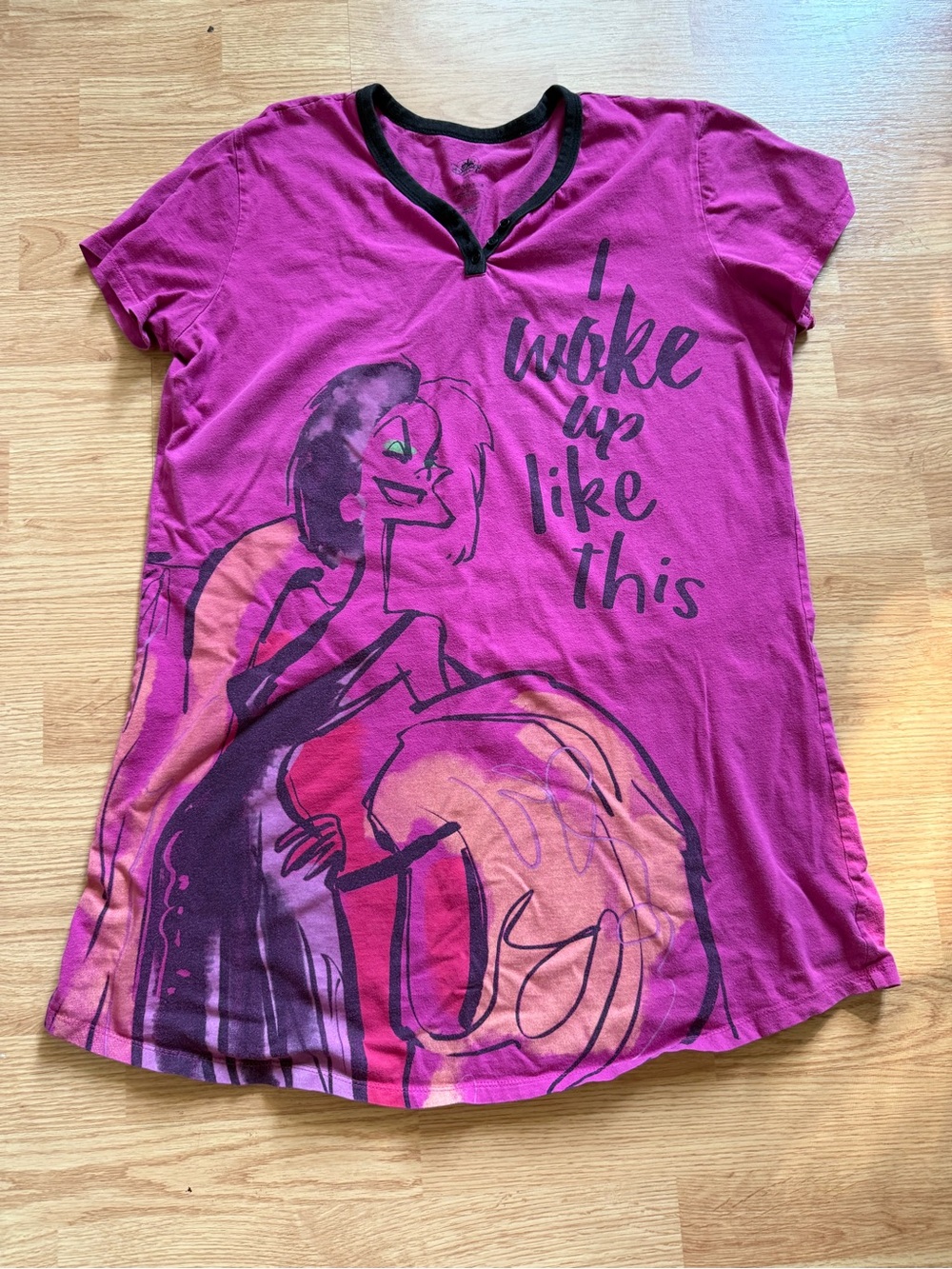 Disney Store Cruella De Vil "I Woke Up Like This" Pink Nightshirt Pajamas M/L